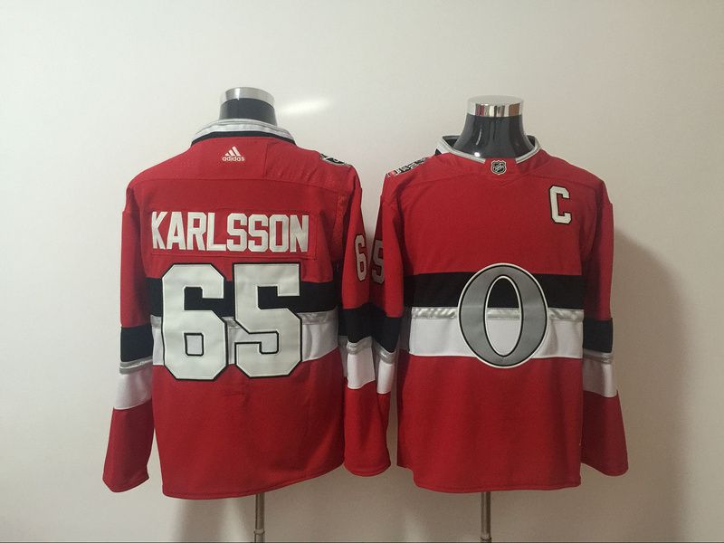 Men Ottawa Senators #65 Karlsson Red Hockey Stitched Adidas NHL Jerseys